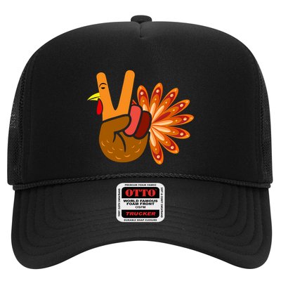 Thanksgiving Blessed Peace Hand Sign Thankful Turkey Gift Trucker Hat