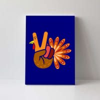 Thanksgiving Blessed Peace Hand Sign Thankful Turkey Gift Canvas