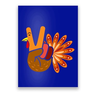 Thanksgiving Blessed Peace Hand Sign Thankful Turkey Gift Poster