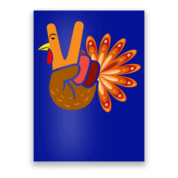 Thanksgiving Blessed Peace Hand Sign Thankful Turkey Gift Poster