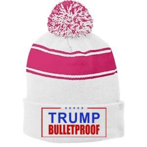 Trump Bulletproof Pro Trump America Stripe Pom Pom Beanie