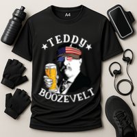 Teddy Boozevelt President Theodore Roosevelt Drinking Beer Cooling Performance Crew T-Shirt