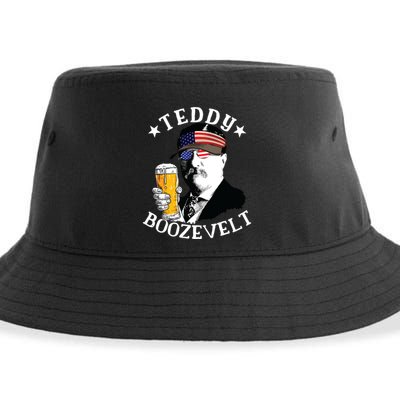 Teddy Boozevelt President Theodore Roosevelt Drinking Beer Sustainable Bucket Hat