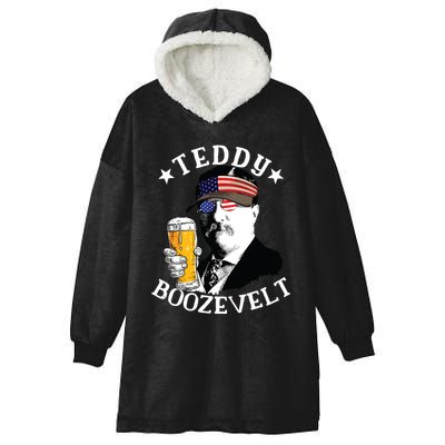 Teddy Boozevelt President Theodore Roosevelt Drinking Beer Hooded Wearable Blanket