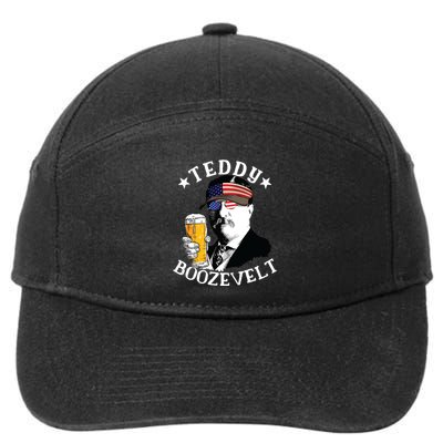 Teddy Boozevelt President Theodore Roosevelt Drinking Beer 7-Panel Snapback Hat