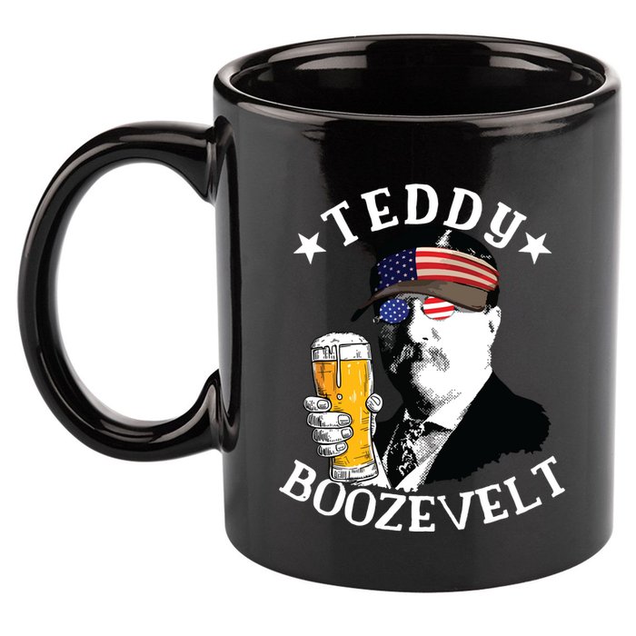 Teddy Boozevelt President Theodore Roosevelt Drinking Beer 11oz C Handle Ceramic Mug