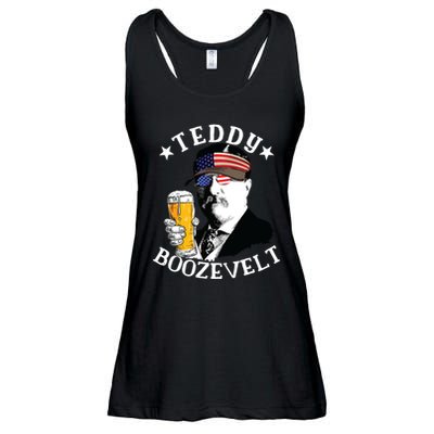Teddy Boozevelt President Theodore Roosevelt Drinking Beer Ladies Essential Flowy Tank