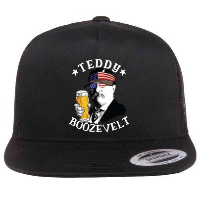 Teddy Boozevelt President Theodore Roosevelt Drinking Beer Flatbill Hat