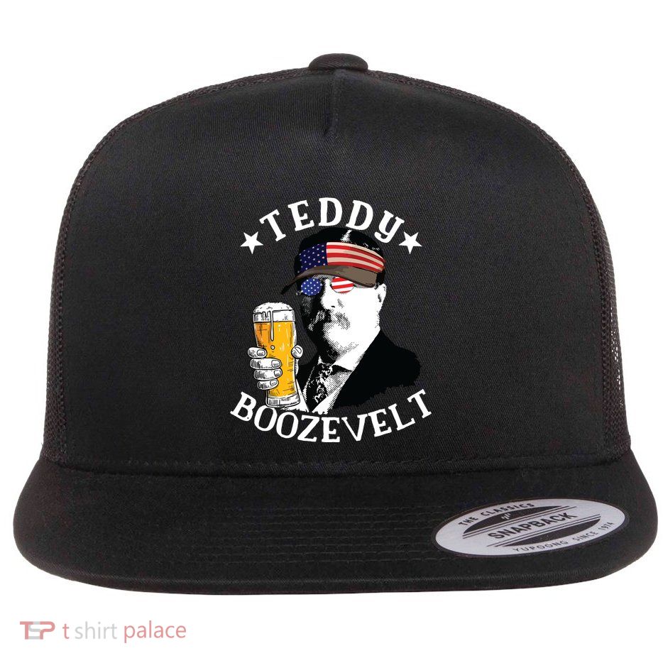 Teddy Boozevelt President Theodore Roosevelt Drinking Beer Flatbill Hat