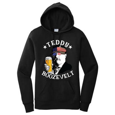 Teddy Boozevelt President Theodore Roosevelt Drinking Beer Women's Pullover Hoodie