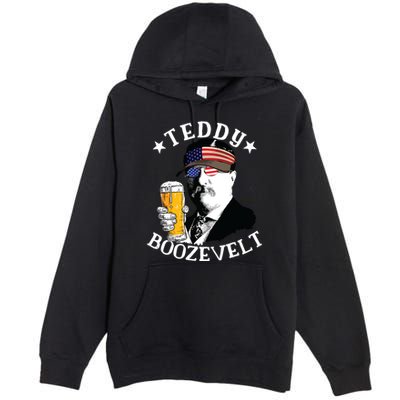 Teddy Boozevelt President Theodore Roosevelt Drinking Beer Premium Pullover Hoodie