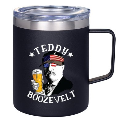 Teddy Boozevelt President Theodore Roosevelt Drinking Beer 12oz Stainless Steel Coffee Mug