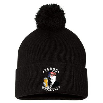 Teddy Boozevelt President Theodore Roosevelt Drinking Beer Pom Pom 12in Knit Beanie