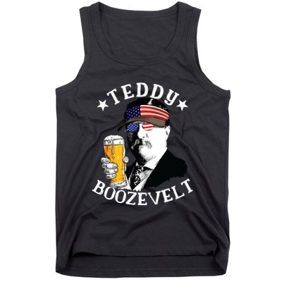 Teddy Boozevelt President Theodore Roosevelt Drinking Beer Tank Top