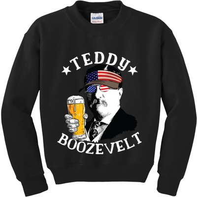 Teddy Boozevelt President Theodore Roosevelt Drinking Beer Kids Sweatshirt
