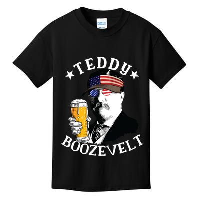Teddy Boozevelt President Theodore Roosevelt Drinking Beer Kids T-Shirt