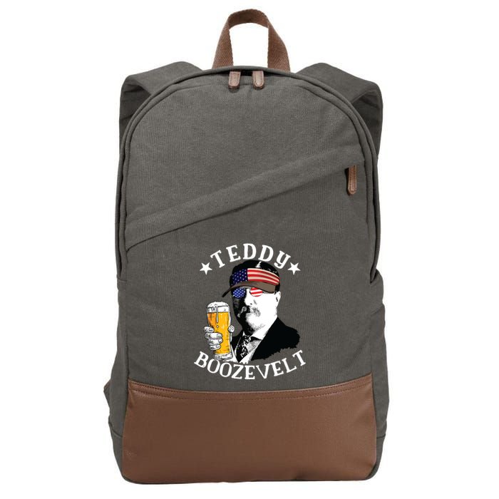 Teddy Boozevelt President Theodore Roosevelt Drinking Beer Cotton Canvas Backpack