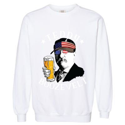 Teddy Boozevelt President Theodore Roosevelt Drinking Beer Garment-Dyed Sweatshirt