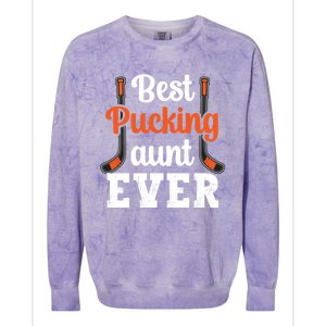 The Best Pucking Aunt Ever Funny Hockey Sports Lover Gift Colorblast Crewneck Sweatshirt