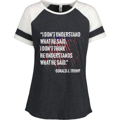 Trump Biden Presidential Debate 2024 Funny Quote Enza Ladies Jersey Colorblock Tee