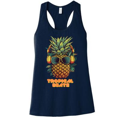 Tropical Beats Pineapple DJ Fun And Unique Graphic Women's Racerback Tank