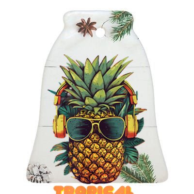 Tropical Beats Pineapple DJ Fun And Unique Graphic Ceramic Bell Ornament