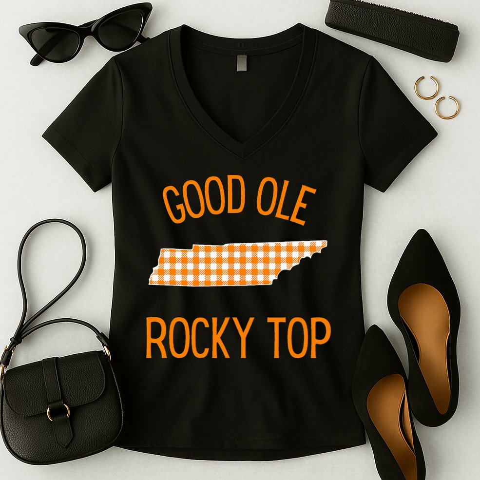 Tennessee Buffalo Plaid Classic Cute Tennessee Women's V-Neck T-Shirt