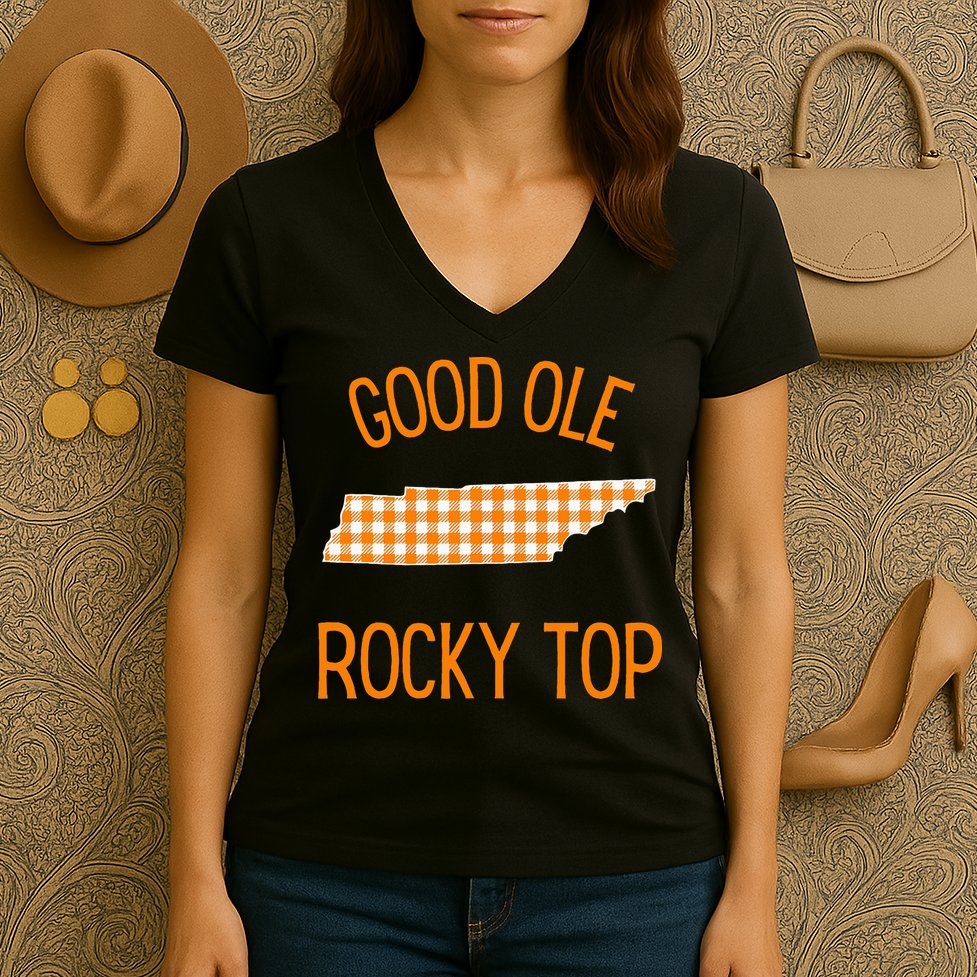 Tennessee Buffalo Plaid Classic Cute Tennessee Women's V-Neck T-Shirt