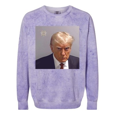 The Booking Photo Of Donald Trump Colorblast Crewneck Sweatshirt