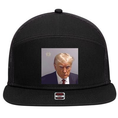 The Booking Photo Of Donald Trump 7 Panel Mesh Trucker Snapback Hat