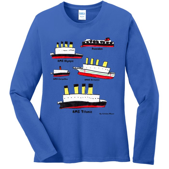 Titanic Britanic Poseidon Carpathia Famous Ship Gift. Ladies Long Sleeve Shirt