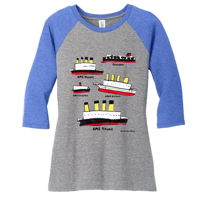 Titanic Britanic Poseidon Carpathia Famous Ship Gift. Women's Tri-Blend 3/4-Sleeve Raglan Shirt