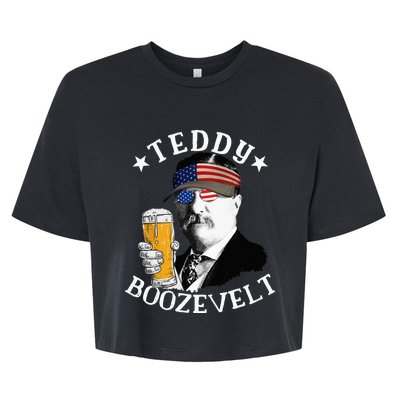 Teddy Boozevelt President Theodore Roosevelt Drinking Beer Bella+Canvas Jersey Crop Tee