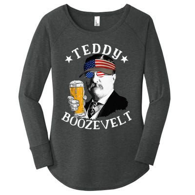 Teddy Boozevelt President Theodore Roosevelt Drinking Beer Women's Perfect Tri Tunic Long Sleeve Shirt