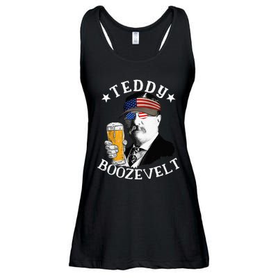 Teddy Boozevelt President Theodore Roosevelt Drinking Beer Ladies Essential Flowy Tank