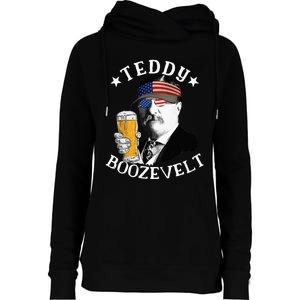 Teddy Boozevelt President Theodore Roosevelt Drinking Beer Womens Funnel Neck Pullover Hood