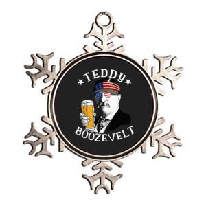 Teddy Boozevelt President Theodore Roosevelt Drinking Beer Metallic Star Ornament