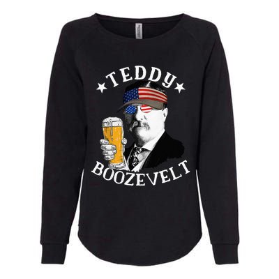 Teddy Boozevelt President Theodore Roosevelt Drinking Beer Womens California Wash Sweatshirt