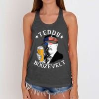 Teddy Boozevelt President Theodore Roosevelt Drinking Beer Women's Knotted Racerback Tank