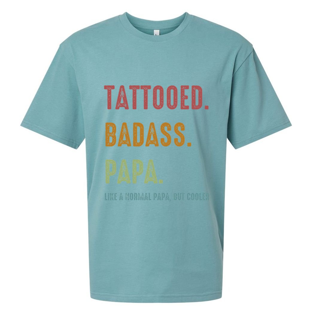 Tattooed Badass Papa Inked FatherS Day Present Sueded Cloud Jersey T-Shirt