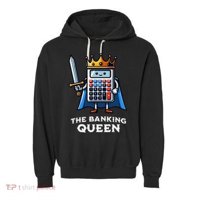 The Banking Queen Funny Illustration Calculator Garment-Dyed Fleece Hoodie
