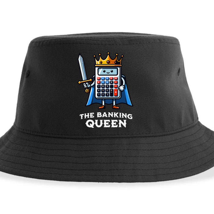 The Banking Queen Funny Illustration Calculator Sustainable Bucket Hat