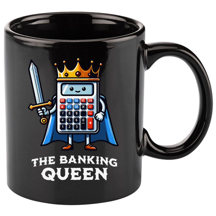 The Banking Queen Funny Illustration Calculator 11oz C Handle Ceramic Mug