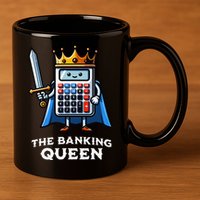 The Banking Queen Funny Illustration Calculator 11oz C Handle Ceramic Mug