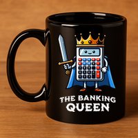 The Banking Queen Funny Illustration Calculator 11oz C Handle Ceramic Mug