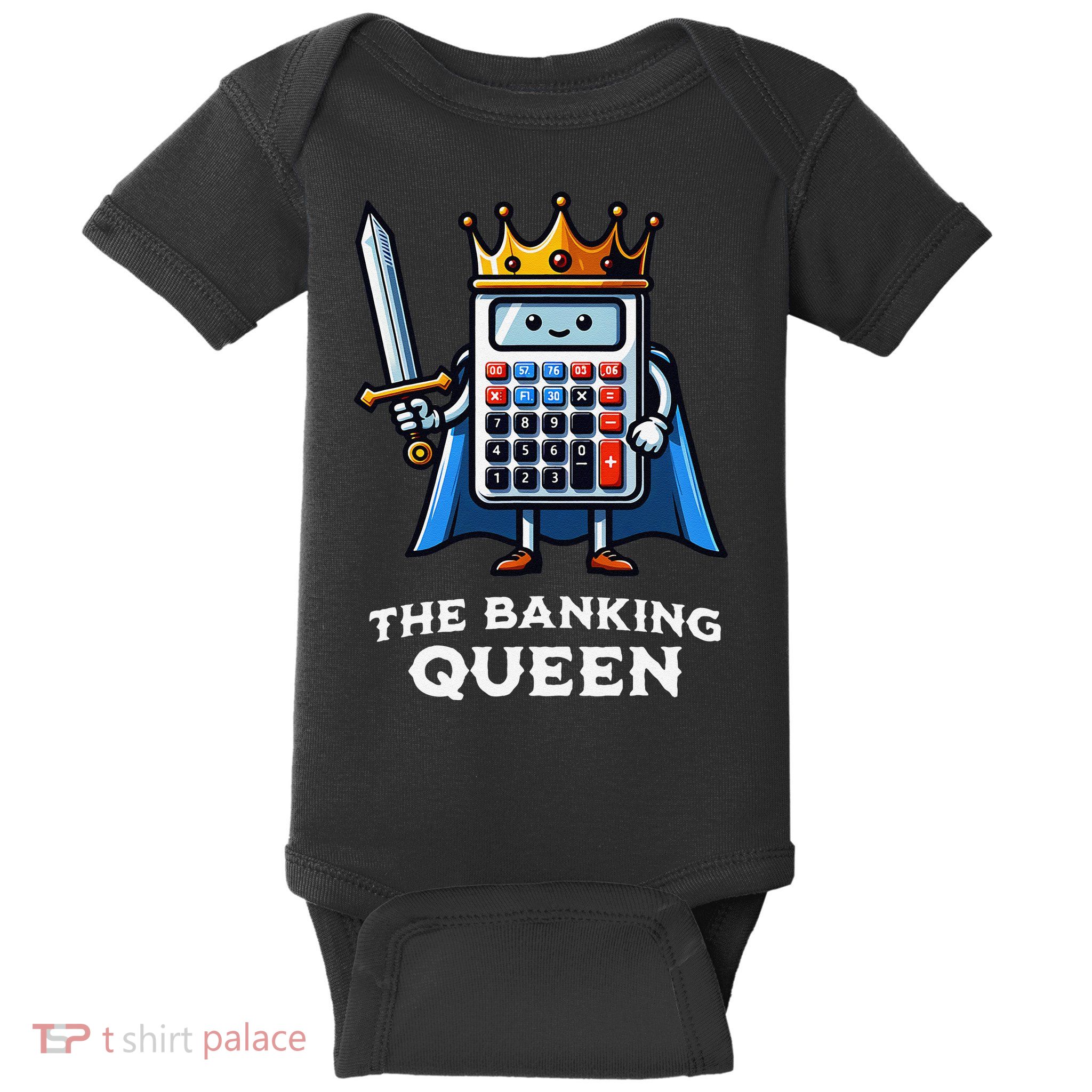 The Banking Queen Funny Illustration Calculator Baby Bodysuit