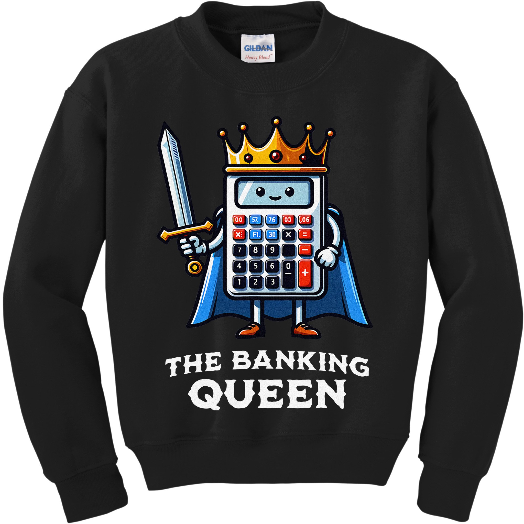The Banking Queen Funny Illustration Calculator Kids Sweatshirt