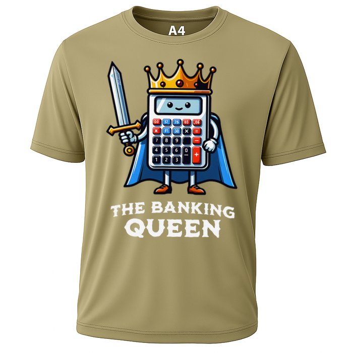 The Banking Queen Funny Illustration Calculator Cooling Performance Crew T-Shirt
