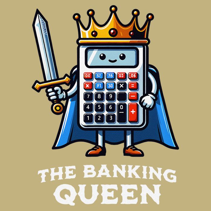 The Banking Queen Funny Illustration Calculator Cooling Performance Crew T-Shirt