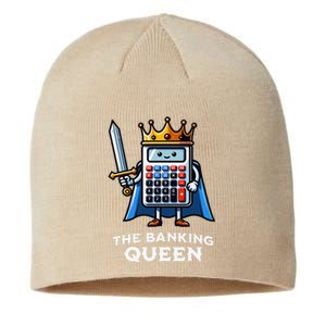 The Banking Queen Funny Illustration Calculator Sustainable Beanie